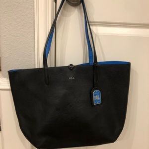 Lauren Ralph Lauren Reversible Black and Blue Tote